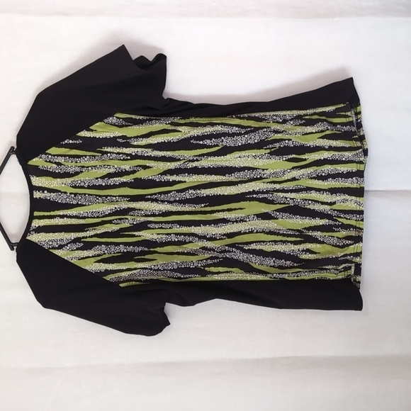 Cherokee Green Black Zebra Knit Side Scrub Top Size Medium - Picture 5 of 5